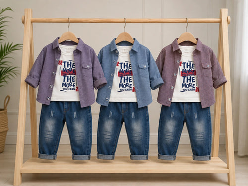 3-Piece Shirt, T-Shirt & Jeans Set | Casual Cotton Outfit for Toddlers | Little Crew