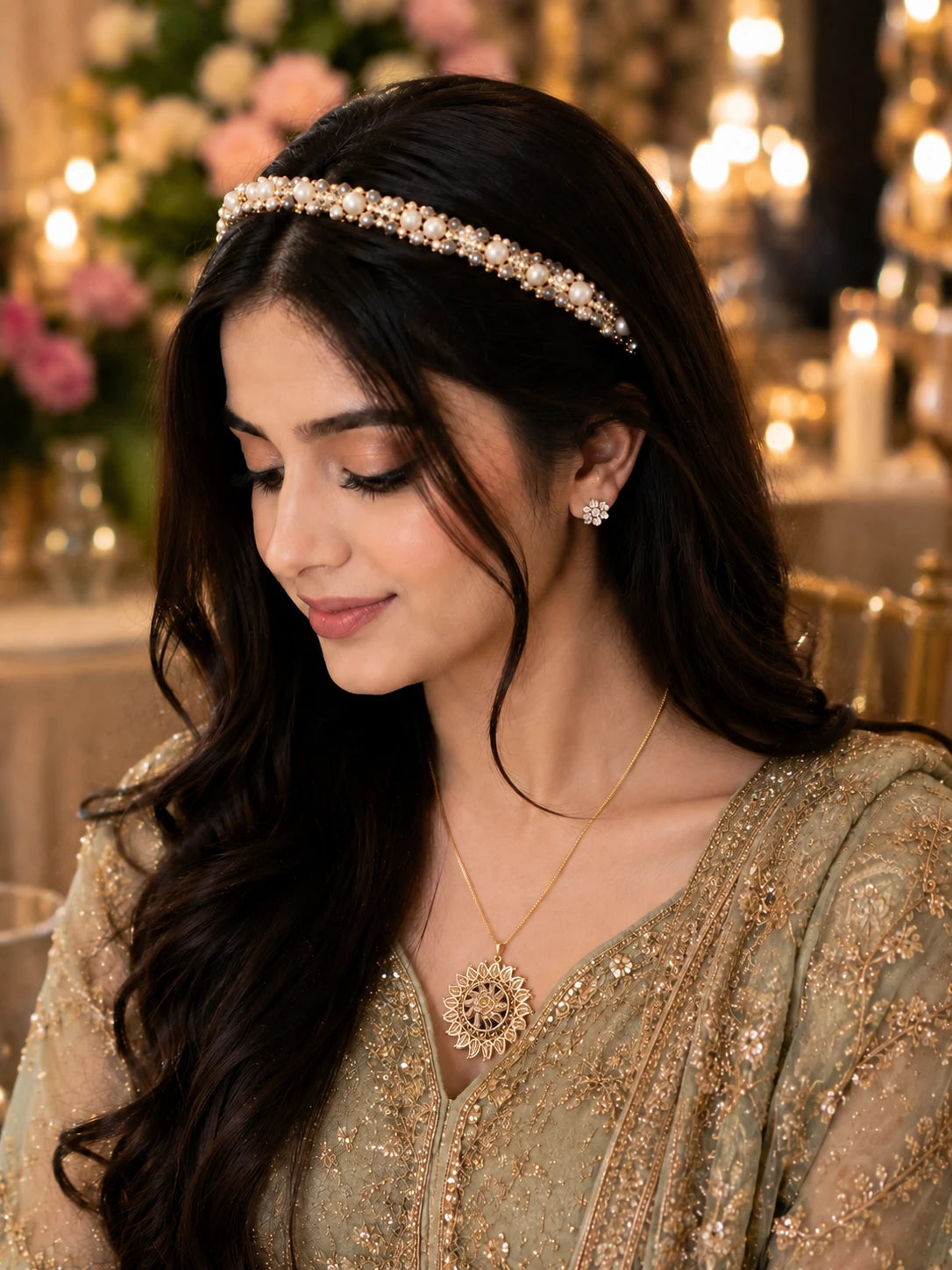 Elegant Gold Filigree Pendant Necklace for Girls & Women | Premium Party Jewelry