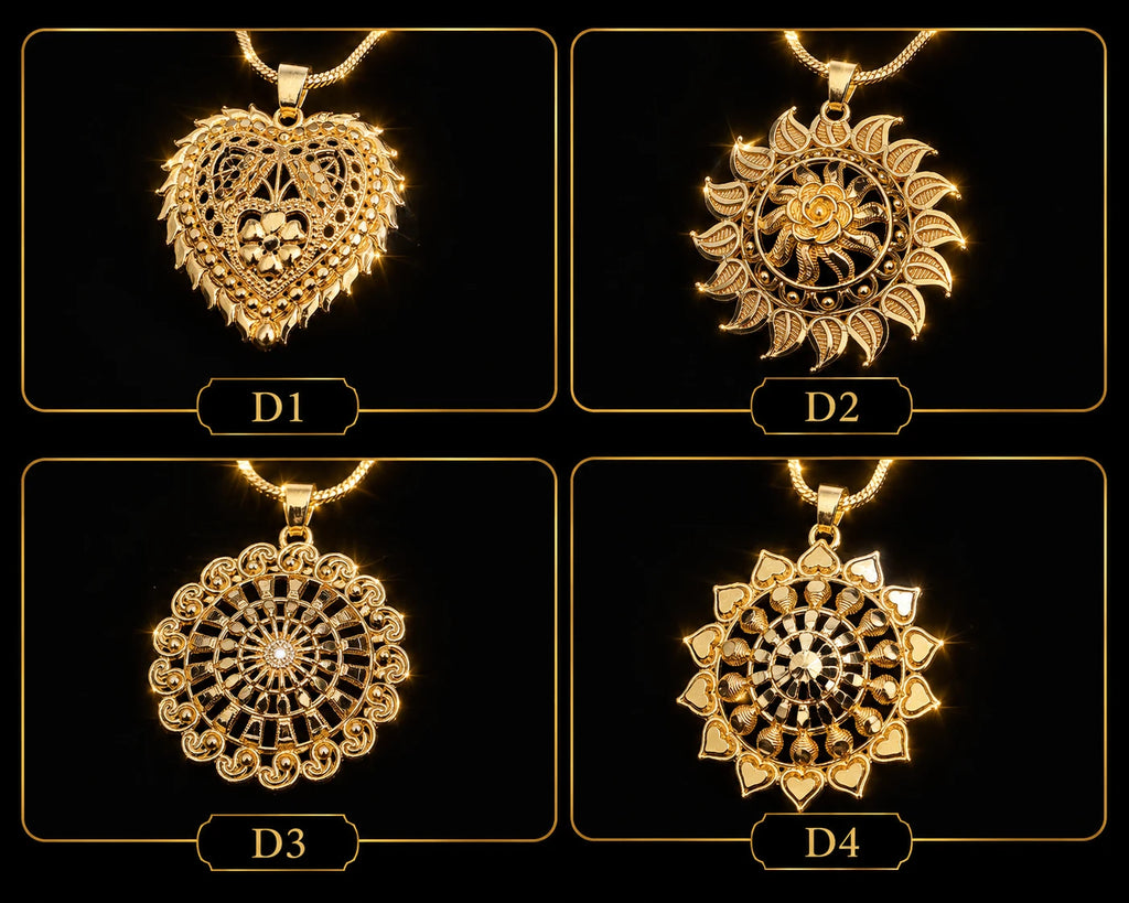 Elegant Gold Filigree Pendant Necklace for Girls & Women | Premium Party Jewelry