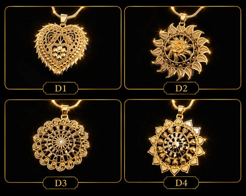 Elegant Gold Filigree Pendant Necklace for Girls & Women | Premium Party Jewelry