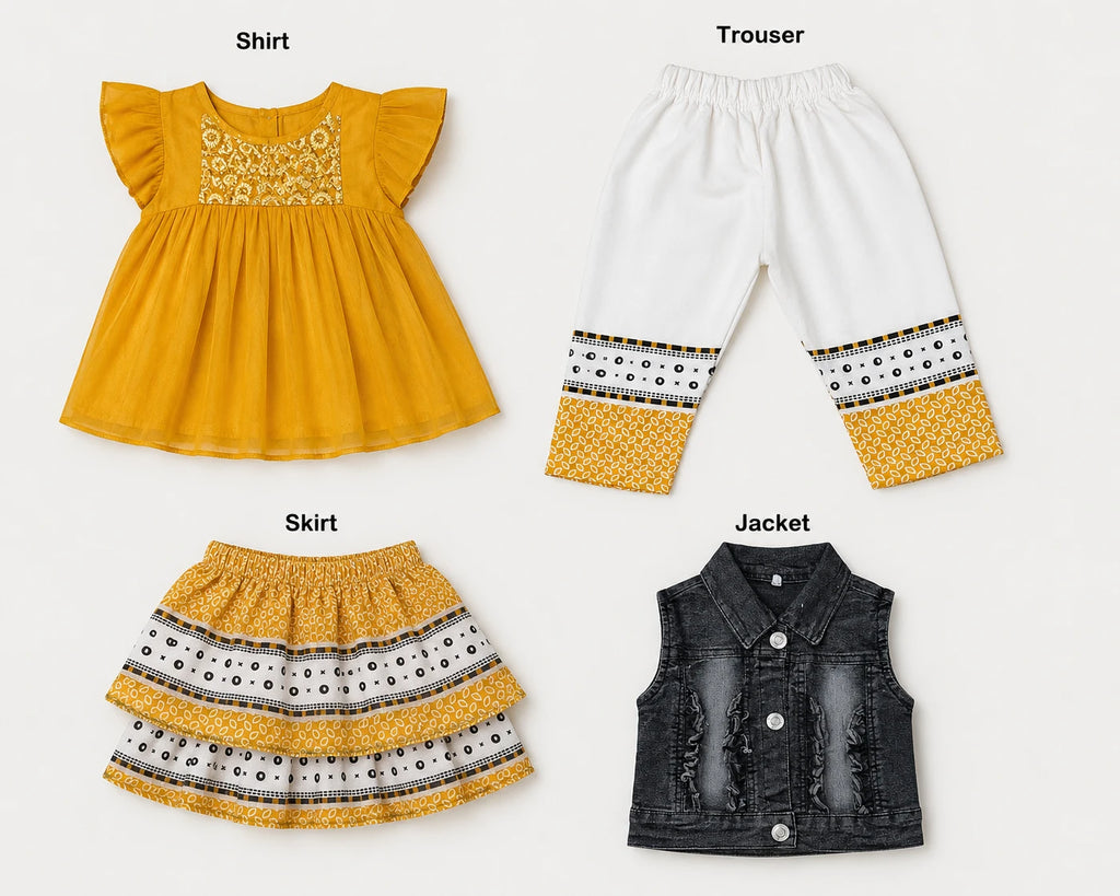 Girls 4-Piece Party Dress Set with Jacket