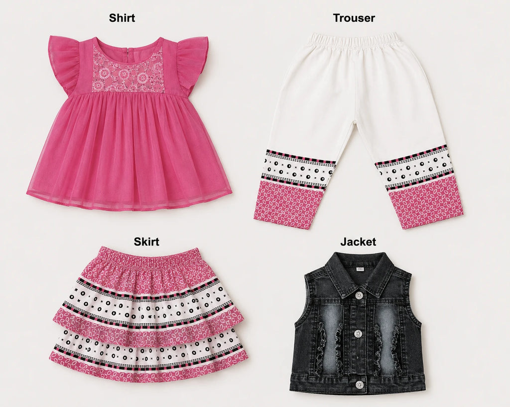 Girls 4-Piece Party Dress Set with Jacket