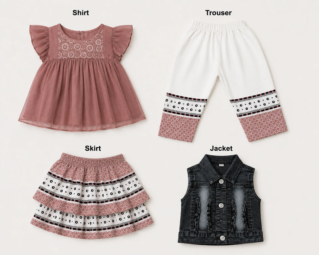 Girls 4-Piece Party Dress Set with Jacket