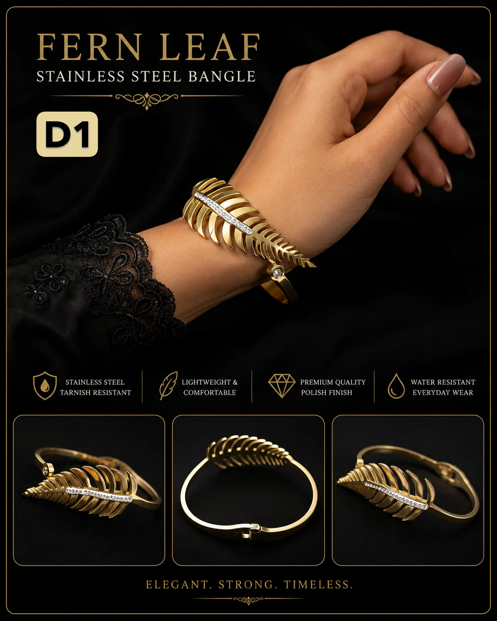 Elegant Heart Stainless Steel Bangle Bracelet for Girls & Women | Gold Crystal Cuff
