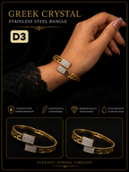 Elegant Heart Stainless Steel Bangle Bracelet for Girls & Women | Gold Crystal Cuff