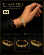 Elegant Heart Stainless Steel Bangle Bracelet for Girls & Women | Gold Crystal Cuff