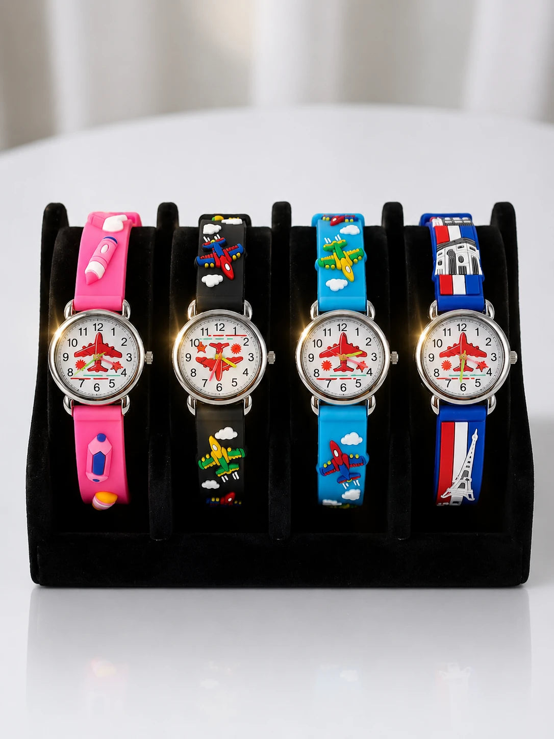 Kids Airplane Cartoon Watch | 3D Silicone Strap Analog Wrist Watch for Boys & Girls | Little Crew